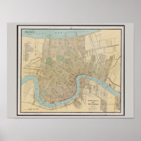 Antigo Mapa de Nova Orleans, LA