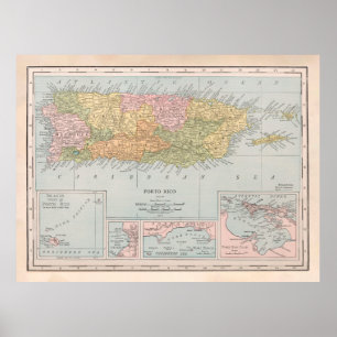 Poster Antigo Mapa de Porto Rico (1912)