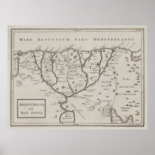 Poster Antigo mapa delta do Nilo (1700) Vintage — Rio E