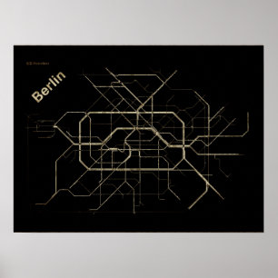 Poster Antigo mapa do metrô de Berlim