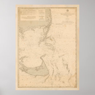 Poster Antigo Mapa do Nantucket e do Cabo Cod (1893)
