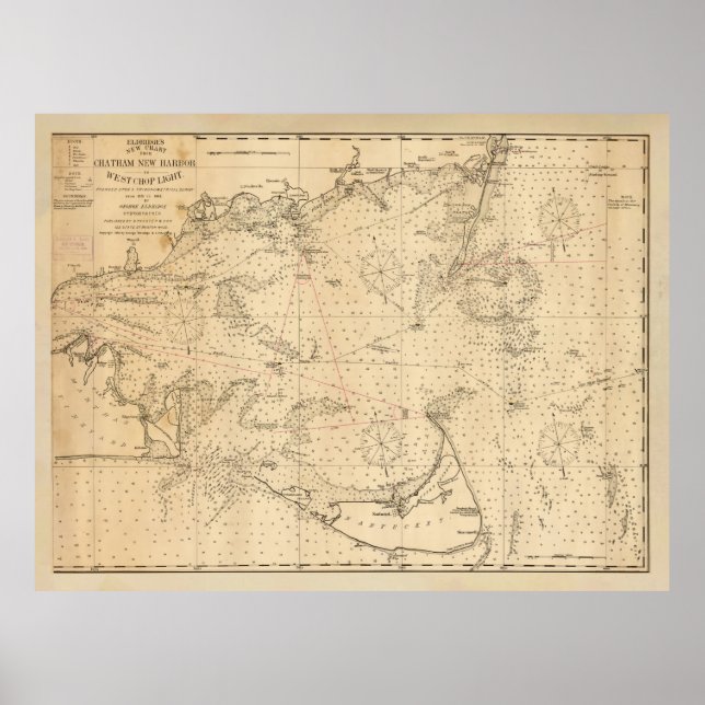 Poster Antigo Mapa do Nantucket e do Cabo Cod (1894) (Frente)