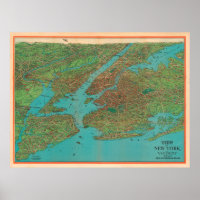 Antigo Mapa do Porto NYC (1925) Nova Iorque de Vin