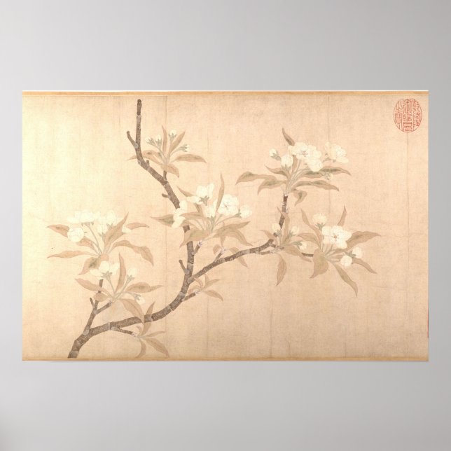 Poster Antigo Oriental Pérolas em Flor ca.1280 (Frente)