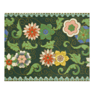Póster Antigo Padrão Chinês de Cloisonné: Jade Verde
