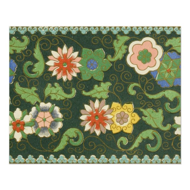 Póster Antigo Padrão Chinês de Cloisonné: Jade Verde (Frente)
