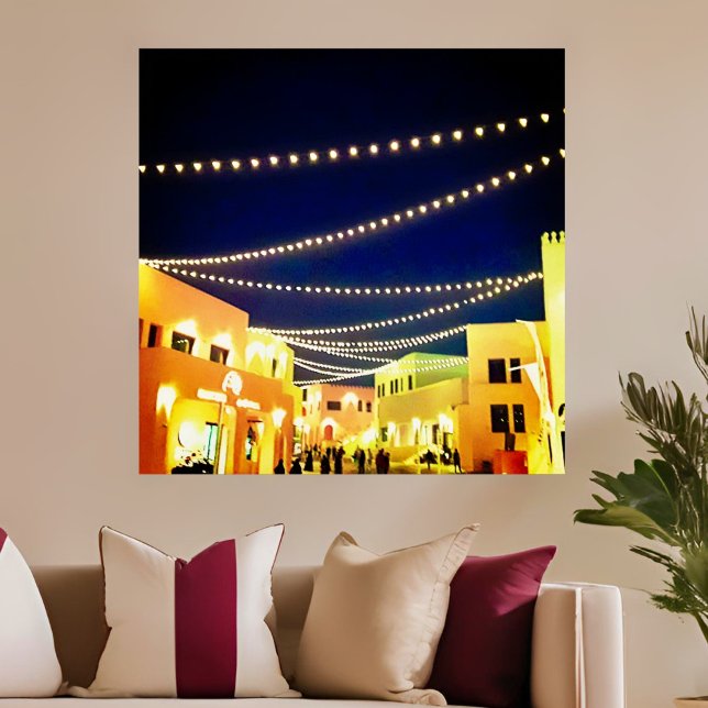 Poster Antigo porto de Doha à noite (Criador carregado)