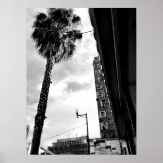 Póster Antigo teatro de missão em São Francisco