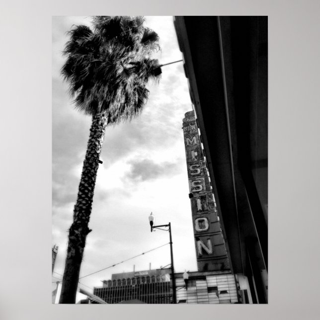 Póster Antigo teatro de missão em São Francisco (Frente)