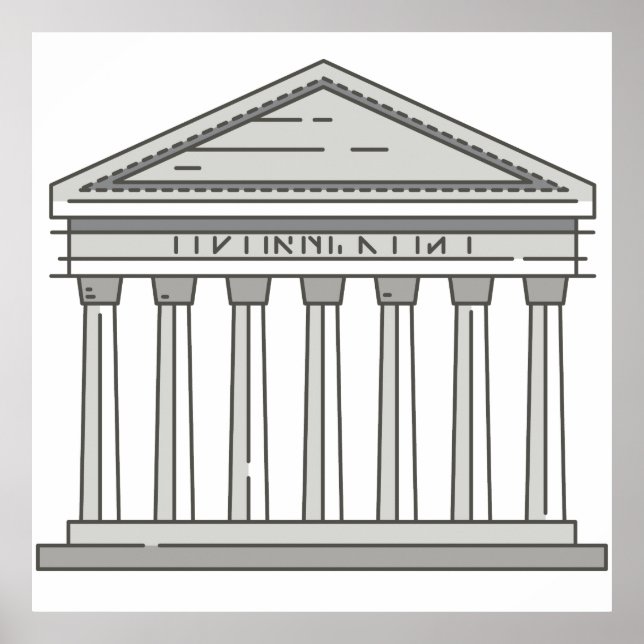 Poster Antigo templo romano da Europa, panteão mundial (Frente)