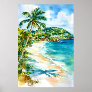 Poster Antigua e Barbuda Cartaz Aquarela Aquarela 2