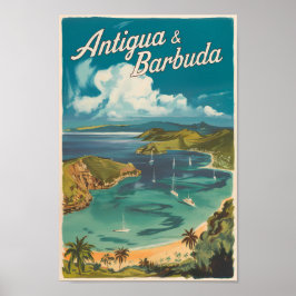 Poster Antígua e Barbuda Painterly Viagem Art Vintage
