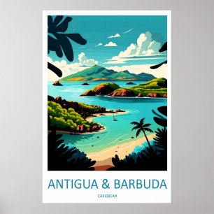 Poster Antigua e Barbuda Parque de Viagens Cartaz Naciona