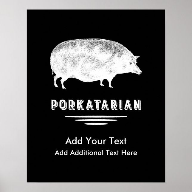Póster Antiguamente Pig Bacon Lover Porkatarian Funny (Frente)