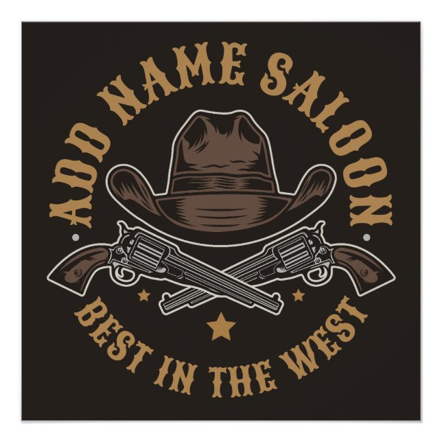 Póster Antiguidade Armas de Cowboy ADD NOME Velho Salão O (Frente)