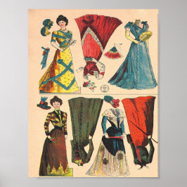 Poster Antiguidade Vintage Bonecos vitorianos roupa armad