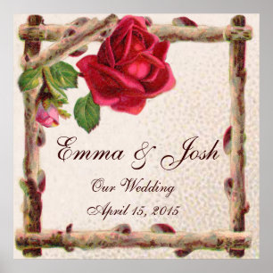 Póster Antiguidade Vitorítica Vintage rosa rustica