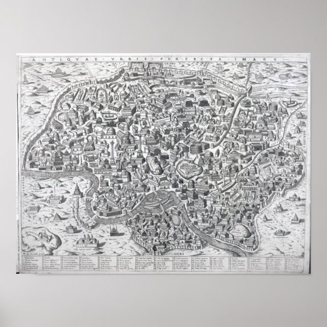Póster Antiquae Urbis Perfecta Imago, Mapa de Roma (Frente)