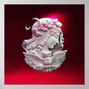 PÓSTER ANTIQUE CAMEO, LUA DA NOITE COM OWL