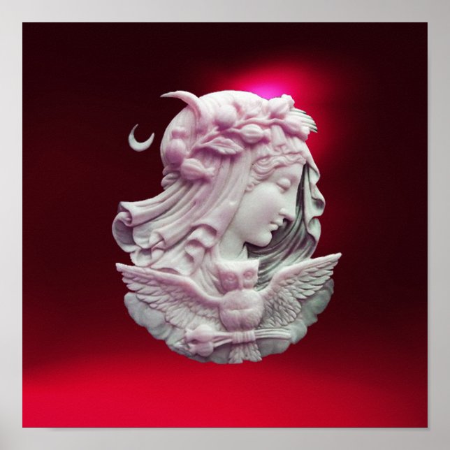 PÓSTER ANTIQUE CAMEO, LUA DA NOITE COM OWL (Frente)
