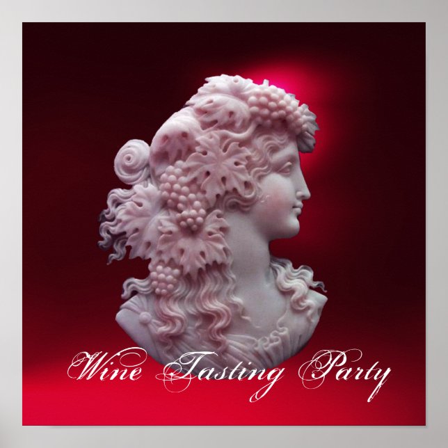 POSTER ANTIQUE CAMEO,SENHORA COM UVAS E GRÁVINAS (Frente)