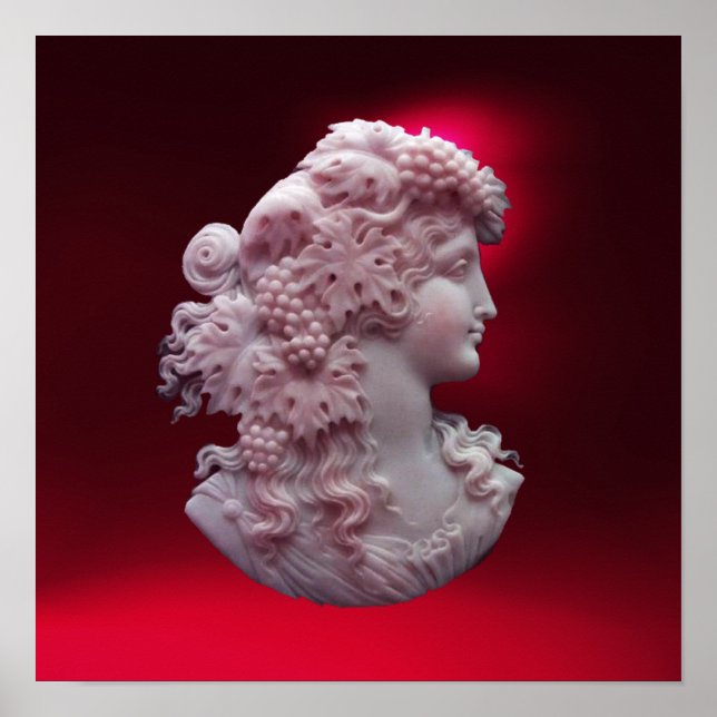 PÓSTER ANTIQUE CAMEO,SENHORA COM UVAS E GRÁVINAS (Frente)