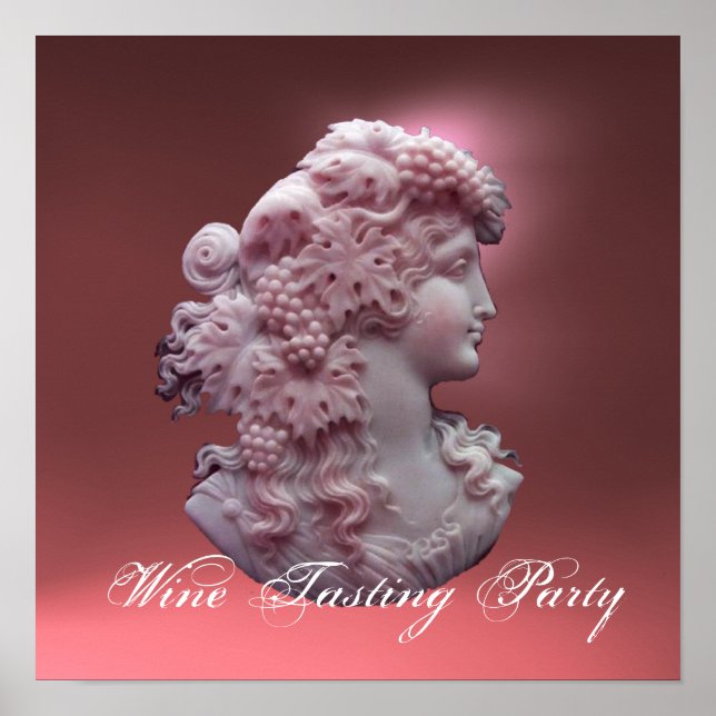 PÓSTER ANTIQUE CAMEO,SENHORA COM UVAS E GRÁVINAS (Frente)