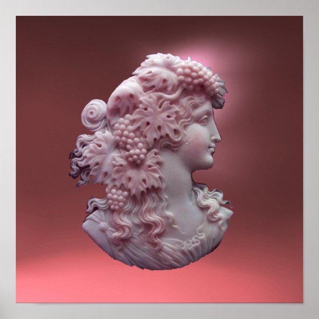 PÓSTER ANTIQUE CAMEO,SENHORA COM UVAS E GRÁVINAS (Frente)