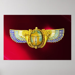 POSTER ANTIQUE EGÍPCIO WINGAN SCARAB/CORNUCOPIA JEWEL
