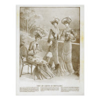 Antique Elegante Vintage Francês 1900 Fashion Beig