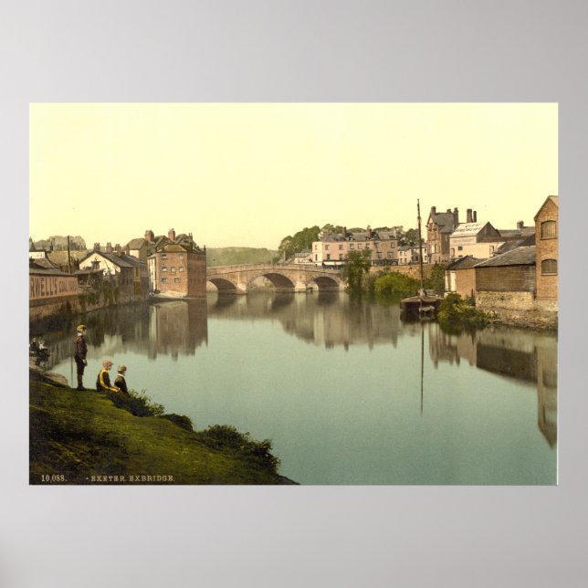 Poster Antique England impressão, Exbridge, Exeter, Reino (Frente)