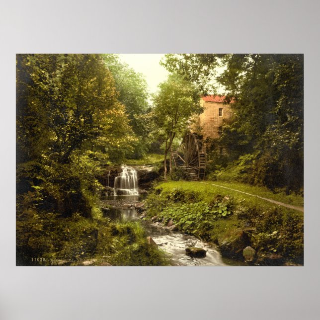 Póster Antique England Water Mill, Whitby Yorkshire (Frente)