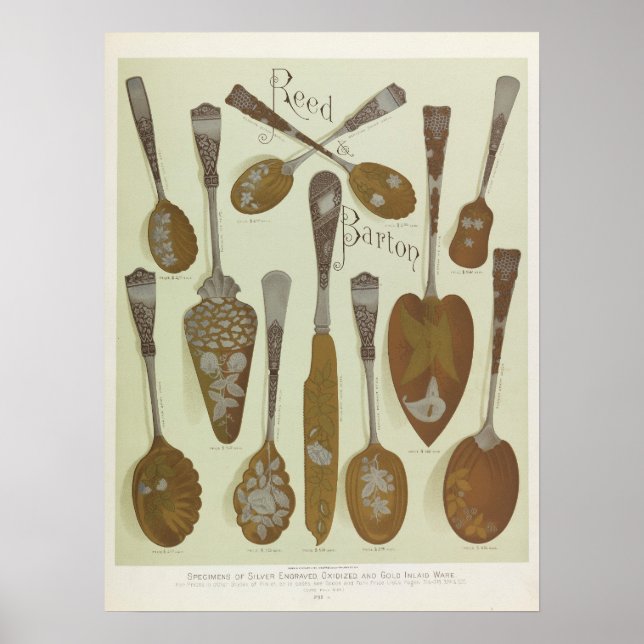 Poster Antique Era Vitoriana 1884 Arte Silverware (Frente)