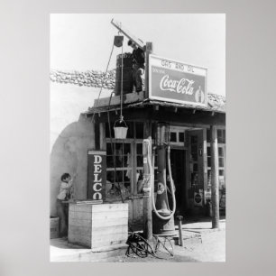 Póster Antique Gas Station: 1940