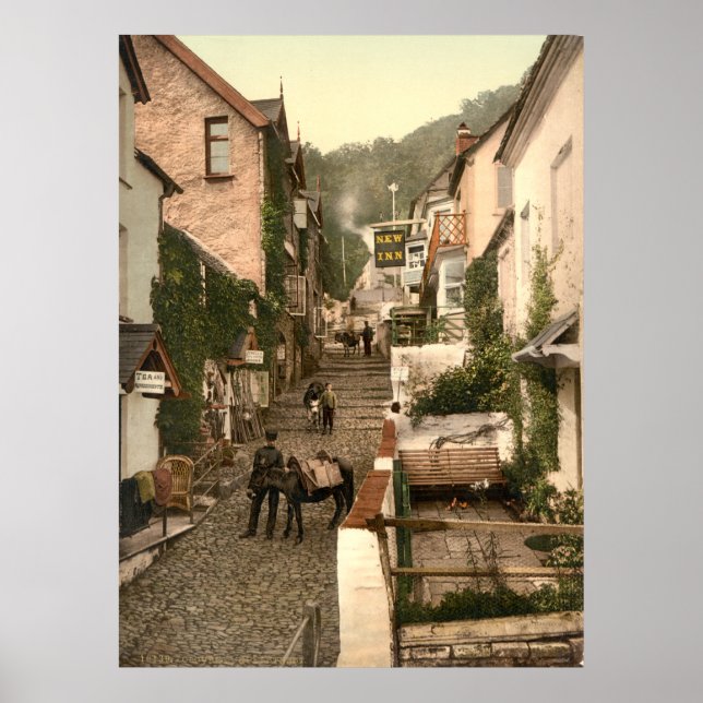 Póster Antique Inglaterra, Clovelly High Street, Devon (Frente)