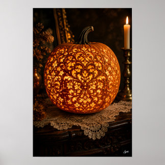 Poster Antique Lace Carved Pumpkin