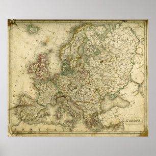 Poster Antique Map of Europe