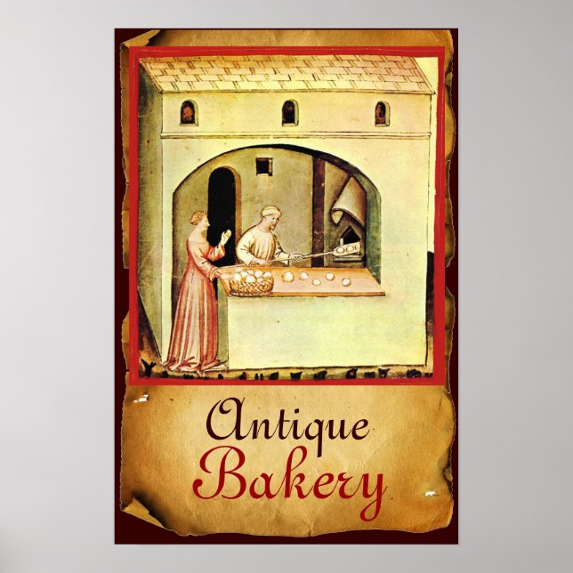 POSTER ANTIQUE OVEN BAKER, COMPRO DE PÃO DE BAKERY (Frente)