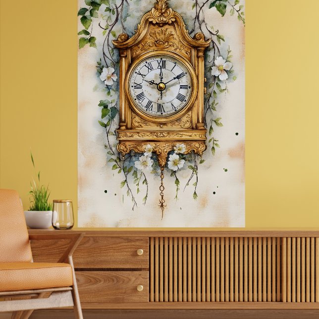 Poster Antique Rococo-style clock, likely painted in wate (Sala de Estar 2)