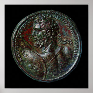 PÓSTER ANTIQUE ROMAN BRONZE MEDALLION SEPTIMUS SEVERO