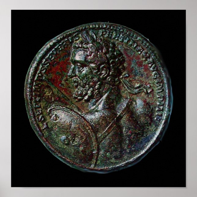 PÓSTER ANTIQUE ROMAN BRONZE MEDALLION SEPTIMUS SEVERO (Frente)