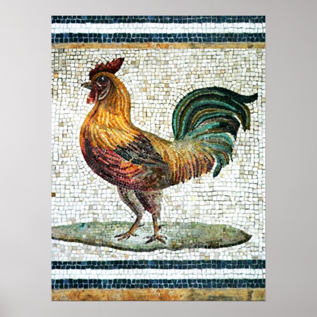 POSTER ANTIQUE ROMAN MOSAICS / ROOSTER (Frente)