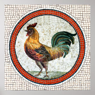 PÓSTER ANTIQUE ROMAN MOSAICS / ROOSTER