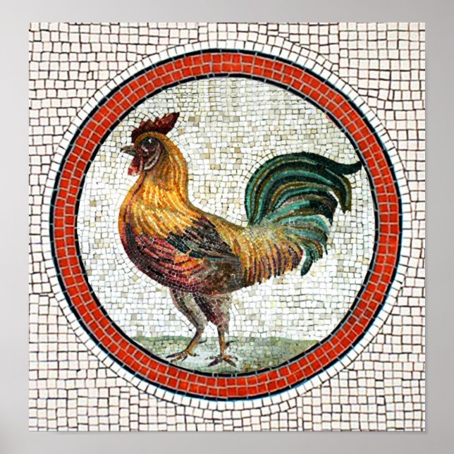 PÓSTER ANTIQUE ROMAN MOSAICS / ROOSTER (Frente)
