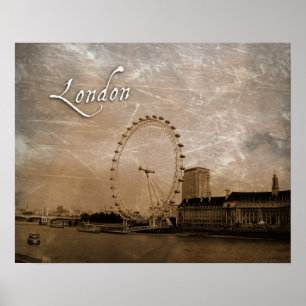 Poster Antiqued do olho de Londres