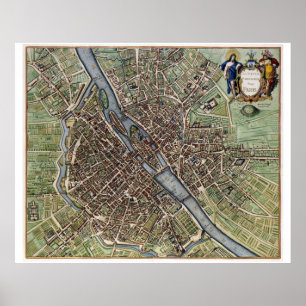 Póster Antiquidade MAP PARIS antigo
