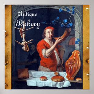 PÓSTER ANTÍQUIO OVEN BAKER, COMPRO DE PÃO DE BAKERY