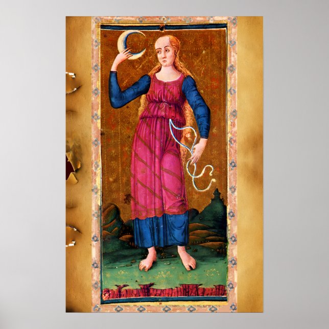 PÓSTER ANTÍQUIO RENAISSANCE TAROTS 18 / A LUA (Frente)