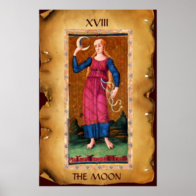 PÓSTER ANTÍQUIO RENAISSANCE TAROTS 18 / A LUA (Frente)