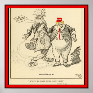 Poster AntiTrump, Arte de Vintagem Alterada de Cartoon de